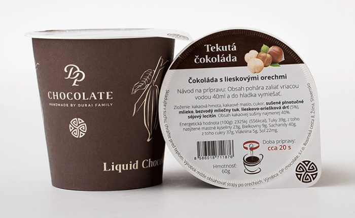 Tekutá čokoláda s lieskovcami v tégliku 60g